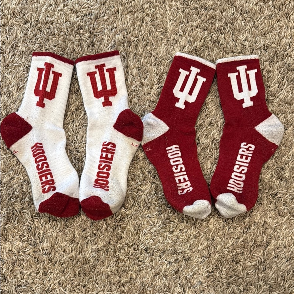 IU Hoosiers Youth Crew Socks - Red and White